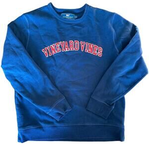 Vineyard Vines Sz M Sweatshirt Applique Crewneck Collegiate Preppy Deep Bay Blue